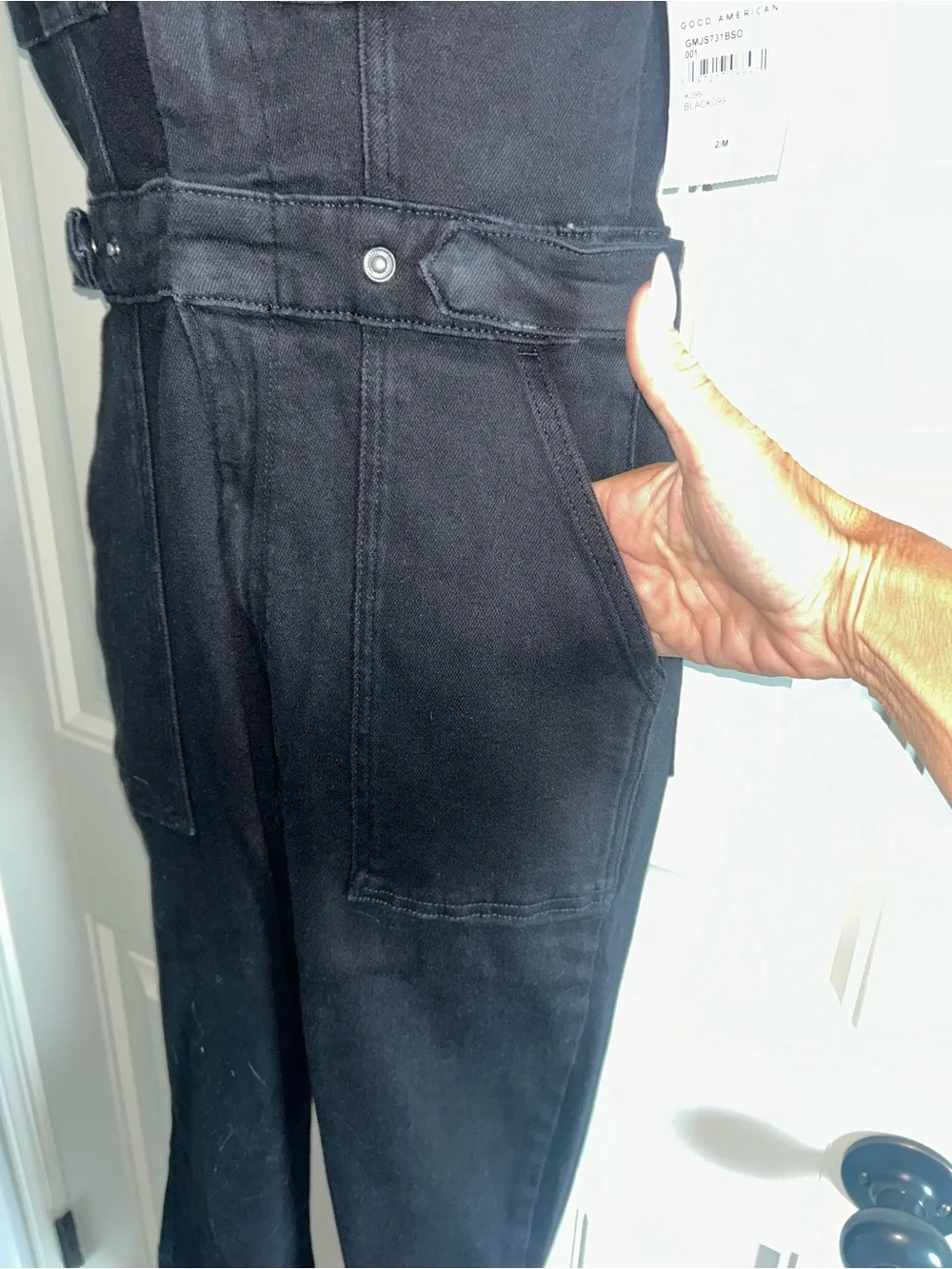 Good American Black Denim Jumpsuit